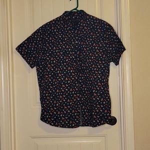 No Boundaries black/pink button down